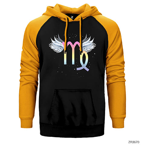 Başak Burcu Kanatlar Çift Renk Reglan Kol Sweatshirt / Hoodie