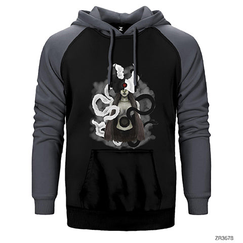 Ikizler Burcu Gothic Çift Renk Reglan Kol Sweatshirt / Hoodie