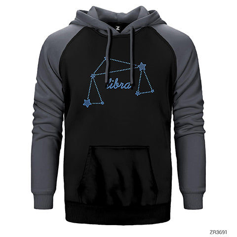 Terazi Bucu Yıldız Haritası Çift Renk Reglan Kol Sweatshirt / Hoodie