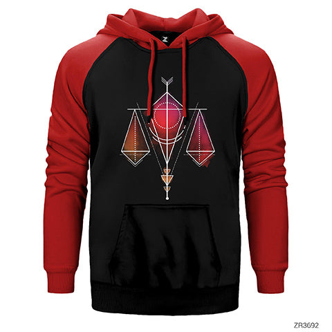 Terazi Burcu Geometrik Çift Renk Reglan Kol Sweatshirt / Hoodie