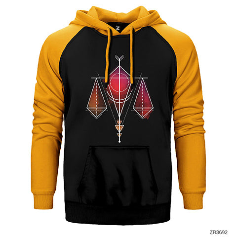 Terazi Burcu Geometrik Çift Renk Reglan Kol Sweatshirt / Hoodie