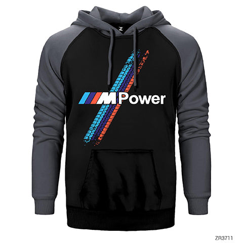 BMW M Power Tyres Çift Renk Reglan Kol Sweatshirt / Hoodie