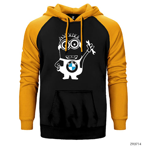 BMW Minion Çift Renk Reglan Kol Sweatshirt / Hoodie