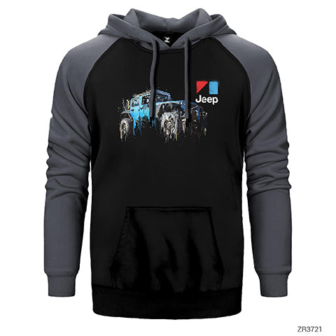 Flowing Jeep Çift Renk Reglan Kol Sweatshirt / Hoodie