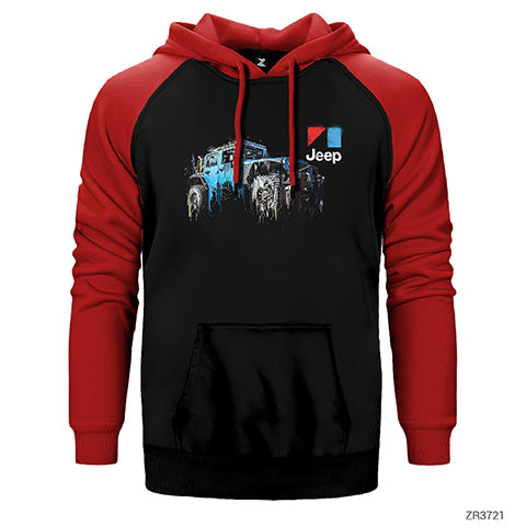 Flowing Jeep Çift Renk Reglan Kol Sweatshirt / Hoodie