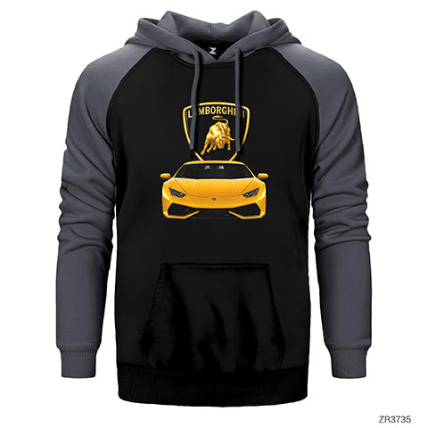 Lamborghini Huracan Çift Renk Reglan Kol Sweatshirt / Hoodie