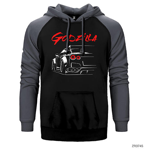 Nissan GTR Godzilla Çift Renk Reglan Kol Sweatshirt / Hoodie