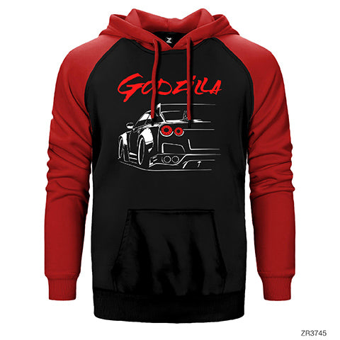 Nissan GTR Godzilla Çift Renk Reglan Kol Sweatshirt / Hoodie