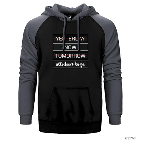 Allederiz Beya Çift Renk Reglan Kol Sweatshirt / Hoodie