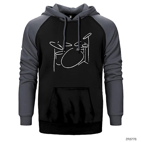 Bateri Çift Renk Reglan Kol Sweatshirt / Hoodie