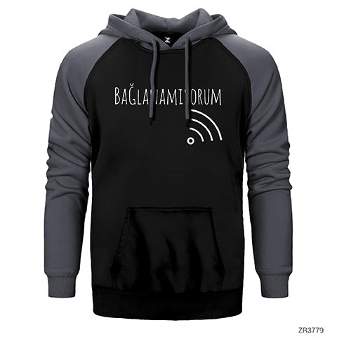 Bağlanamıyorum Çift Renk Reglan Kol Sweatshirt / Hoodie
