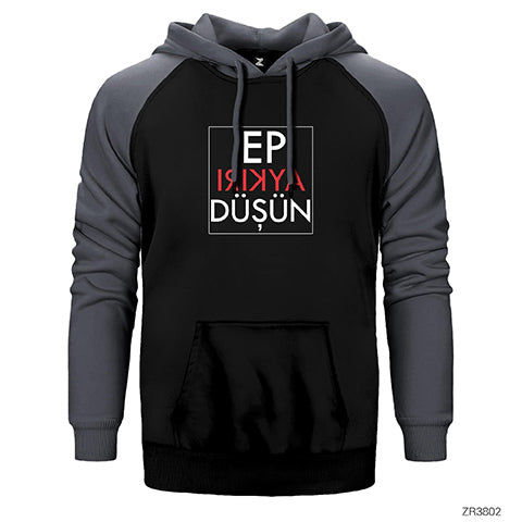 Ep Aykırı Düşün Çift Renk Reglan Kol Sweatshirt / Hoodie