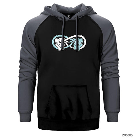 Fil Sonsuzluk Çift Renk Reglan Kol Sweatshirt / Hoodie