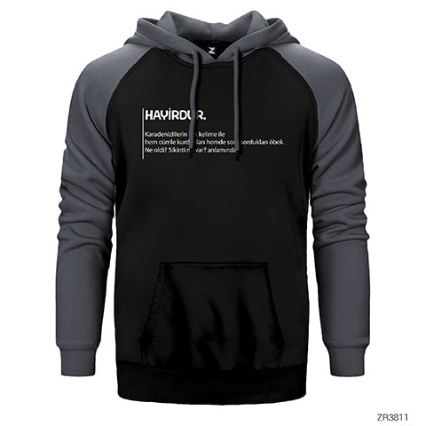 Hayirdur Açıklama Çift Renk Reglan Kol Sweatshirt / Hoodie