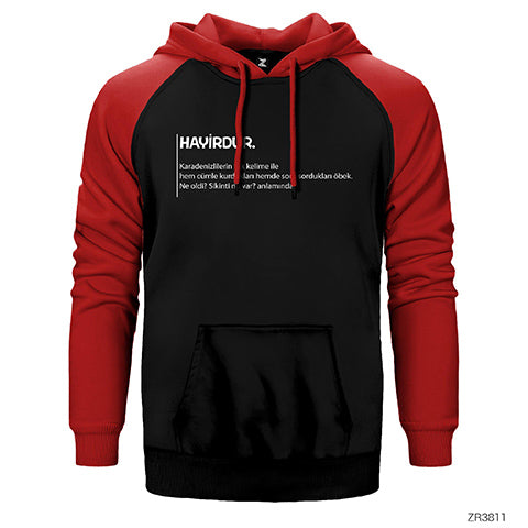 Hayirdur Açıklama Çift Renk Reglan Kol Sweatshirt / Hoodie