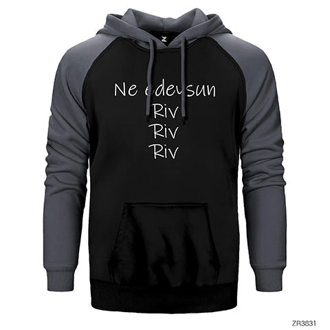 Ne Edeysun Riv Riv Riv Çift Renk Reglan Kol Sweatshirt / Hoodie
