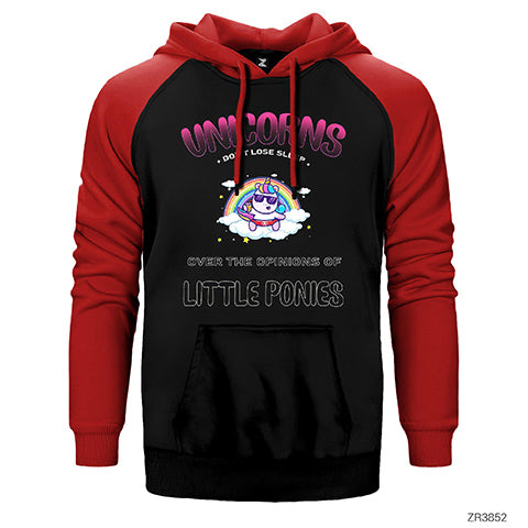 Unicorn Sleep Çift Renk Reglan Kol Sweatshirt / Hoodie