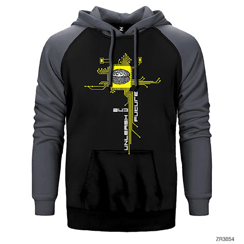 Unleash Çift Renk Reglan Kol Sweatshirt / Hoodie