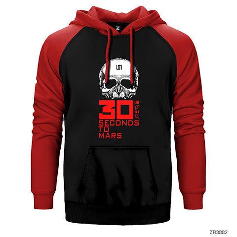 30 Seconds To Mars Skull Çift Renk Reglan Kol Sweatshirt / Hoodie