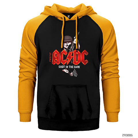 AC DC Shot In The Dark Çift Renk Reglan Kol Sweatshirt / Hoodie