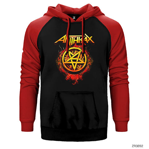 Anthrax Fire with Pentagram Çift Renk Reglan Kol Sweatshirt / Hoodie