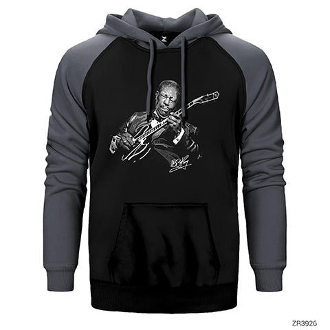 B B King Guitar Solo Çift Renk Reglan Kol Sweatshirt / Hoodie