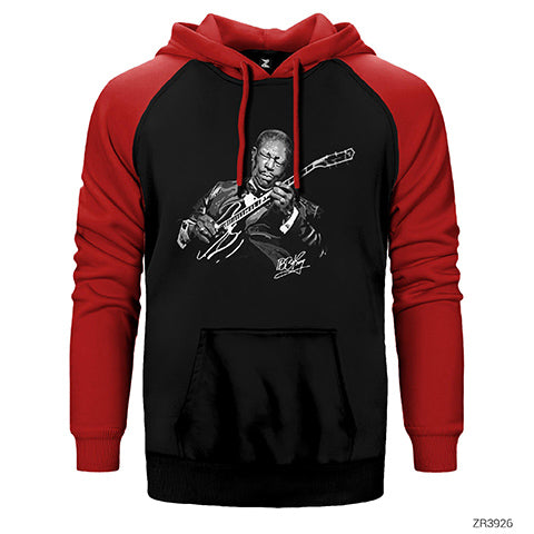 B B King Guitar Solo Çift Renk Reglan Kol Sweatshirt / Hoodie