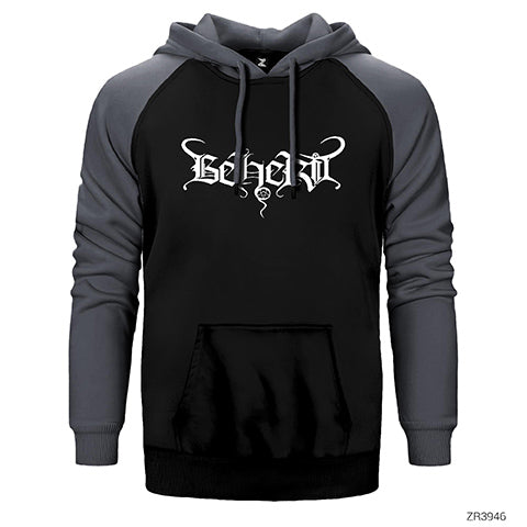 Beherit Logo Çift Renk Reglan Kol Sweatshirt / Hoodie