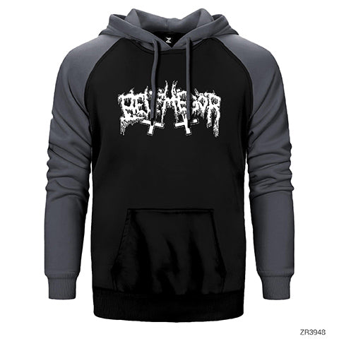 Belphegor Logo Çift Renk Reglan Kol Sweatshirt / Hoodie