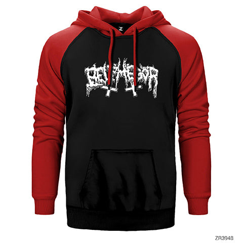 Belphegor Logo Çift Renk Reglan Kol Sweatshirt / Hoodie