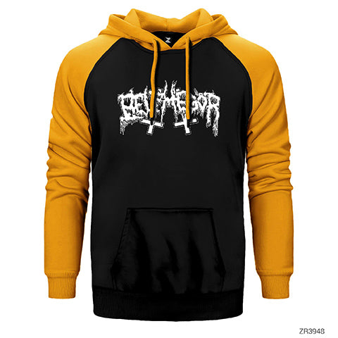 Belphegor Logo Çift Renk Reglan Kol Sweatshirt / Hoodie