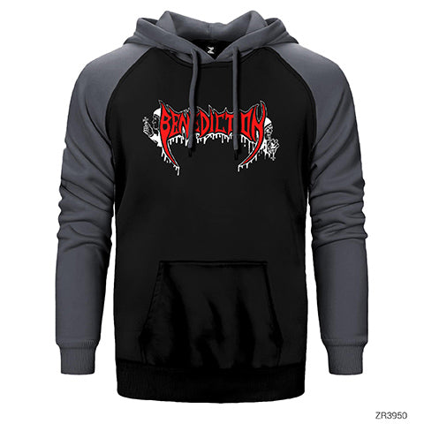 Benediction Logo Çift Renk Reglan Kol Sweatshirt / Hoodie