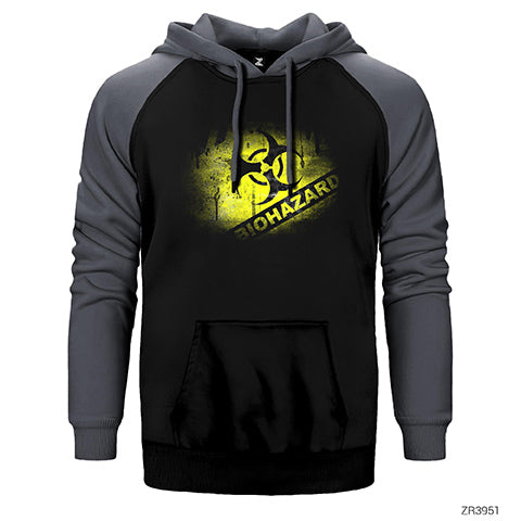 Biohazard Danger Çift Renk Reglan Kol Sweatshirt / Hoodie