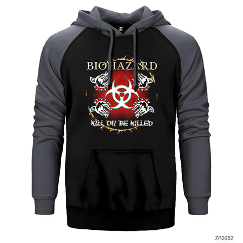 Biohazard Kill Or Be Killed Çift Renk Reglan Kol Sweatshirt / Hoodie