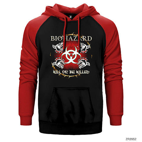 Biohazard Kill Or Be Killed Çift Renk Reglan Kol Sweatshirt / Hoodie