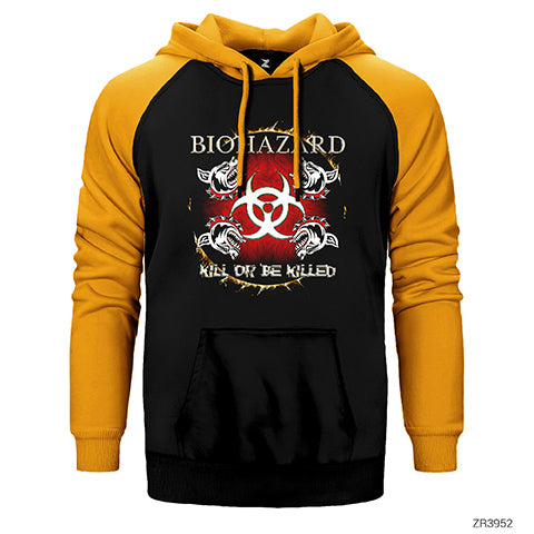 Biohazard Kill Or Be Killed Çift Renk Reglan Kol Sweatshirt / Hoodie