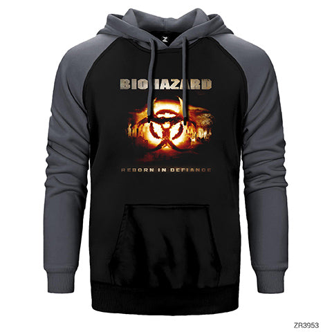 Biohazard Reborn In Defiance Çift Renk Reglan Kol Sweatshirt / Hoodie