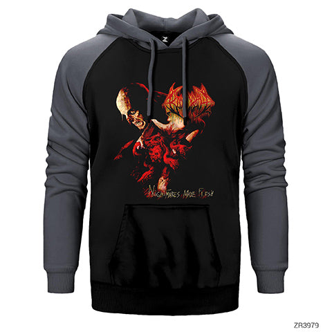 Bloodbath Nightmares Made Flesh Çift Renk Reglan Kol Sweatshirt / Hoodie