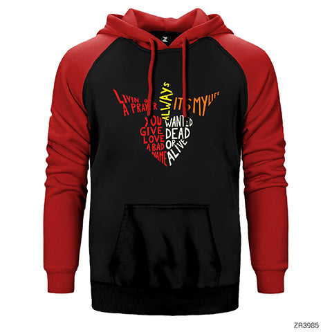 Bon Jovi Songs in Hearth Çift Renk Reglan Kol Sweatshirt / Hoodie