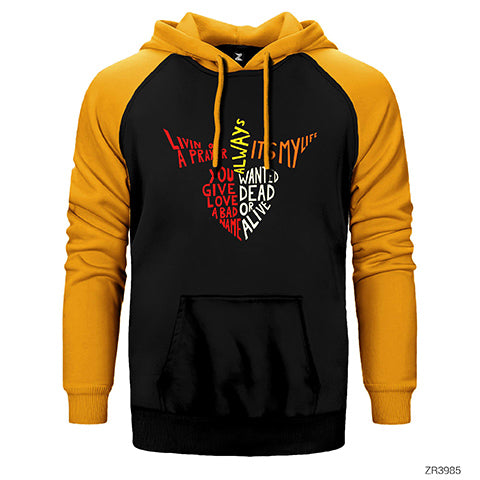 Bon Jovi Songs in Hearth Çift Renk Reglan Kol Sweatshirt / Hoodie