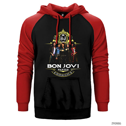 Bon Jovi Wanted 1983 Çift Renk Reglan Kol Sweatshirt / Hoodie