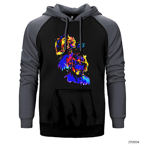 Daft Punk Splash Çift Renk Reglan Kol Sweatshirt / Hoodie