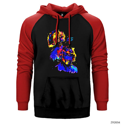 Daft Punk Splash Çift Renk Reglan Kol Sweatshirt / Hoodie