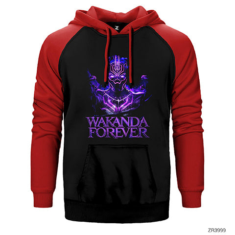 Black Panther Wakanda Forever Çift Renk Reglan Kol Sweatshirt / Hoodie