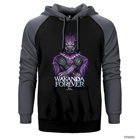 Black Panther Wakanda Forever Power Çift Renk Reglan Kol Sweatshirt / Hoodie