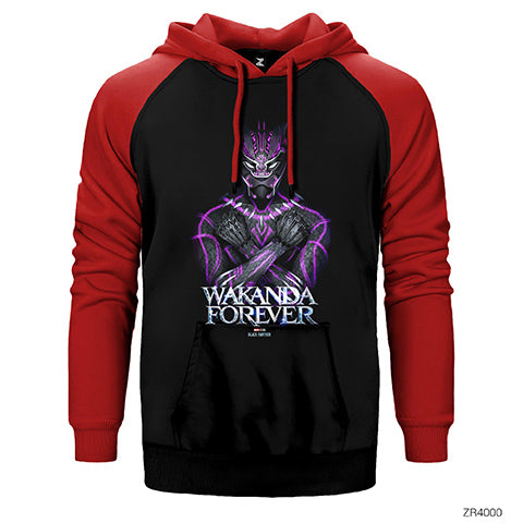 Black Panther Wakanda Forever Power Çift Renk Reglan Kol Sweatshirt / Hoodie