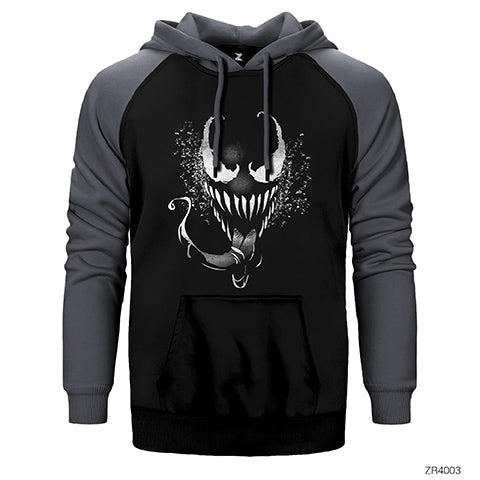 Venom 2 Face BW Çift Renk Reglan Kol Sweatshirt / Hoodie