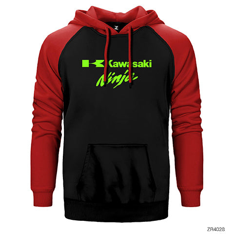 Kawasaki Ninja Çift Renk Reglan Kol Sweatshirt / Hoodie