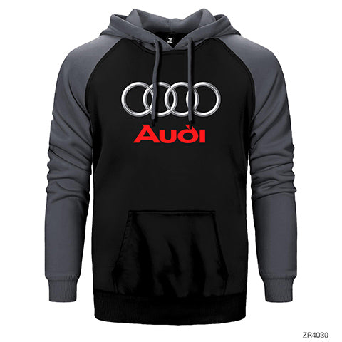 Audi Logo Çift Renk Reglan Kol Sweatshirt / Hoodie