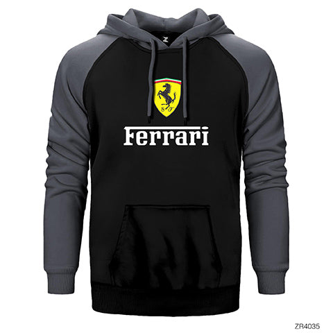 Ferrari in Italy Çift Renk Reglan Kol Sweatshirt / Hoodie